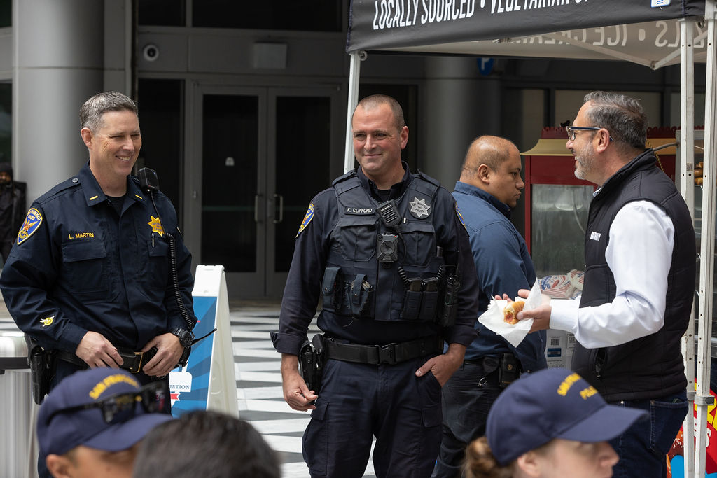 Police officers piazza angelo smiling